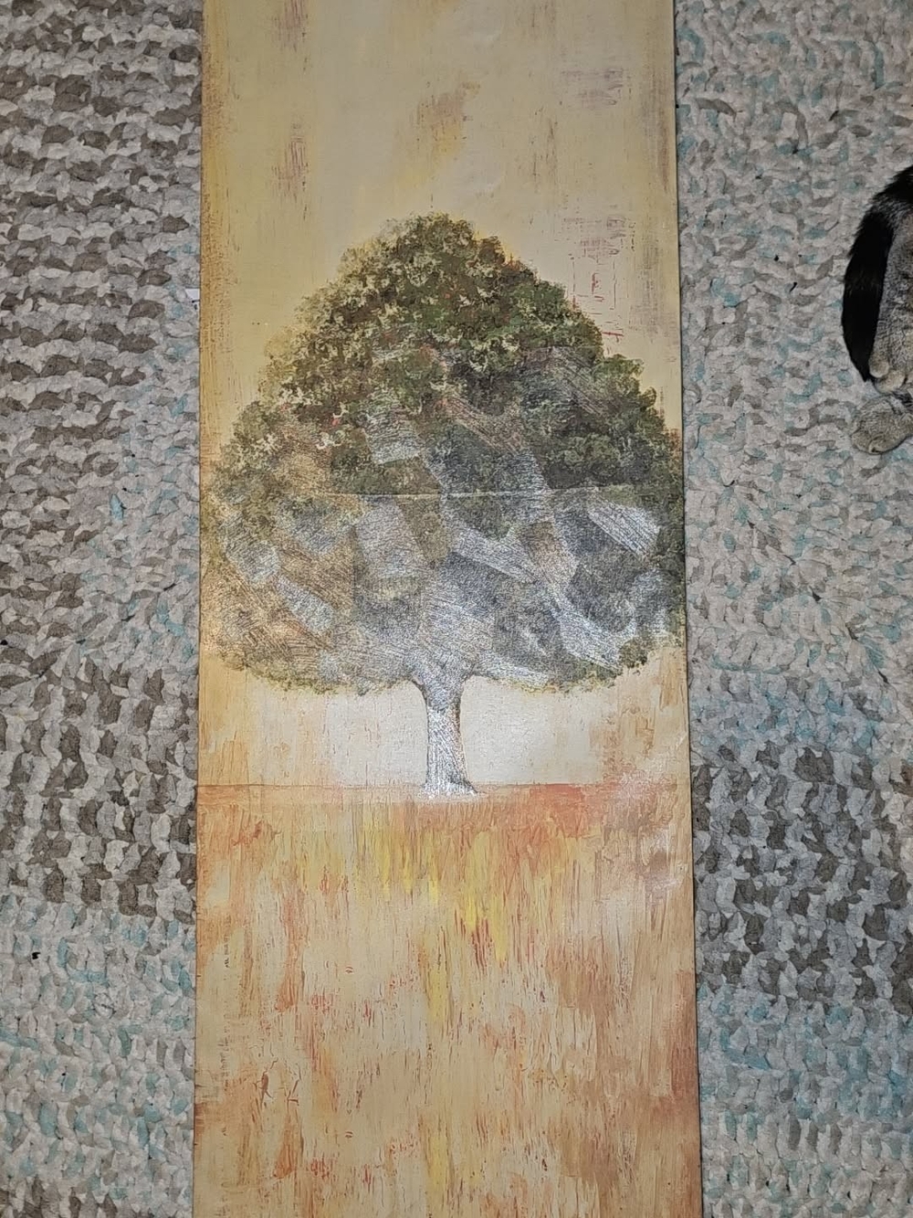 Neutral Tree Wall Art Painting - Beige and Green